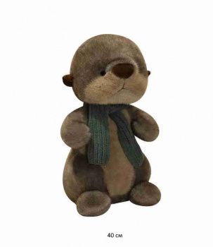 им Выдра арт. 1409-209 Серая в шарфе 40 см в пак.