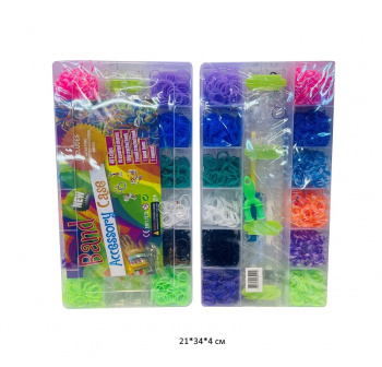 Набор для плетения арт. 18911-2/11027 Резиночки 12 ячеек со станком в прямоуг. кор.•/60 шт./