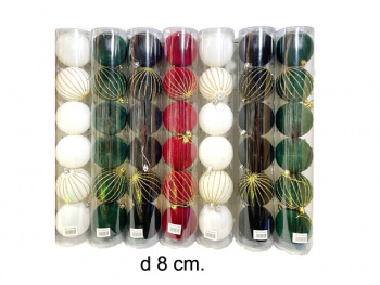 Шары арт. DC6-H82 Набор 6 шт. d-8 см в тубе цвета микс