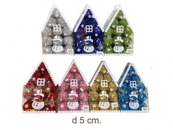 Шары арт. WL5012F-2 Набор 12 шт. d-5 см в кор. дом цвета микс