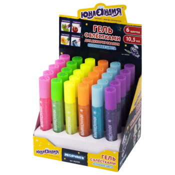 кс_Гель с блестками 662253 ЮНЛАНДИЯ "НЕОНЧИКИ", для декора,поделок, творчества, оформления,10,5 мл