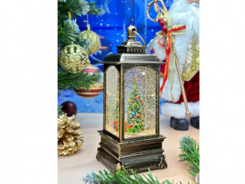 Фонарь Новогодний арт. DS018-3-601 "Хоровод. Елка с подарками" свет 20 см в кор.
