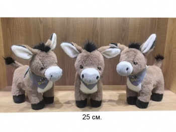 им Ослик арт. 209198 Серый с платочком на шее 25 см в пак.