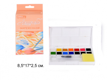 кц_Краски акварельные арт. WB-5049-12 Набор 12 цветов в оранжевой кор.