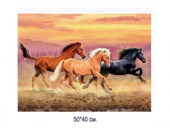Алмазная мозаика арт. MD5106 Лошади 40*50 полная выкладка на подрамнике