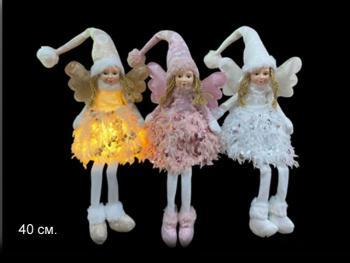 им Эльф арт. W6565ABC-601 Девочка в платье с пайетками свет. длин. ножки 40/60 см в пак.