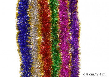 Мишура арт. 7#007 d 8 см Цветная с золотистыми кончиками 2,4 м Мишура арт. 7#007 d 8 см Цветная с золотистыми кончиками 2,4 м