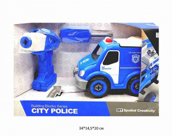 Машина констр. арт. LM8021-22-DZ-1 Полиция с отверткой, шуруповертом в кор._